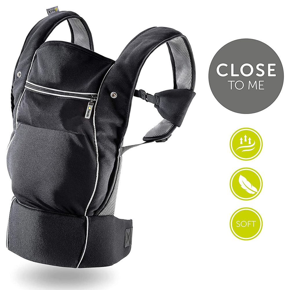 Hauck Close To Me Baby Carrier With 4 Carry Positions, Baby Carrier For 0 To 9 Months Baby, Breathable Skin-Friendly Premium Fabric, Adjustable Newborn To Toddler Carrier, Max weight Up to 12 Kgs (Black)