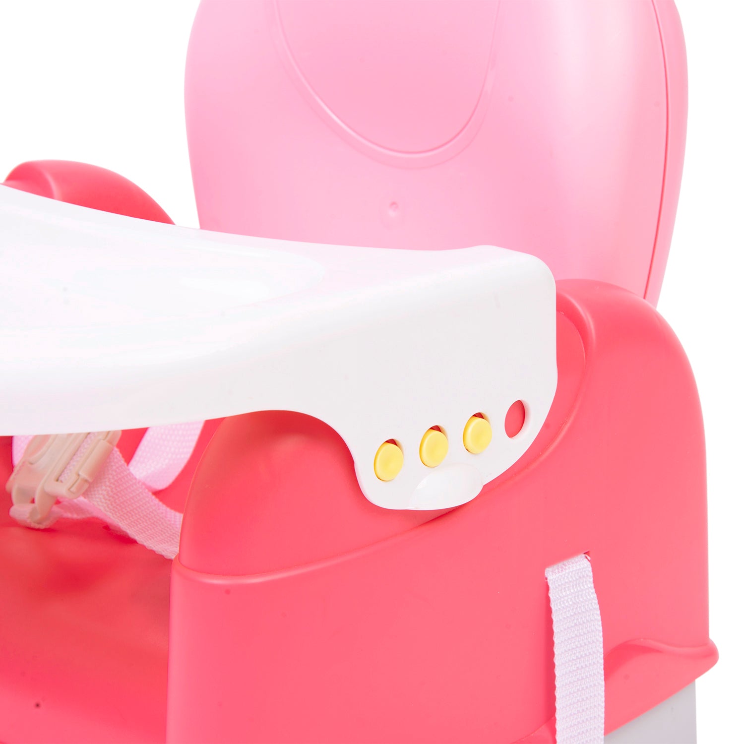 Baby Moo Foldable Feeding Booster Seat Adjustable Height And Food Tray Pink