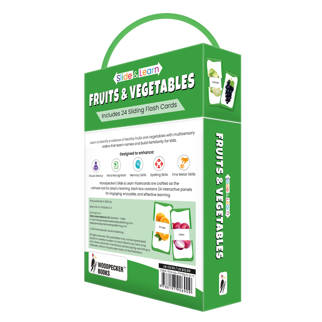 Woodpecker Books: Slide & Learn Flash cards - Fruits And Vegetables