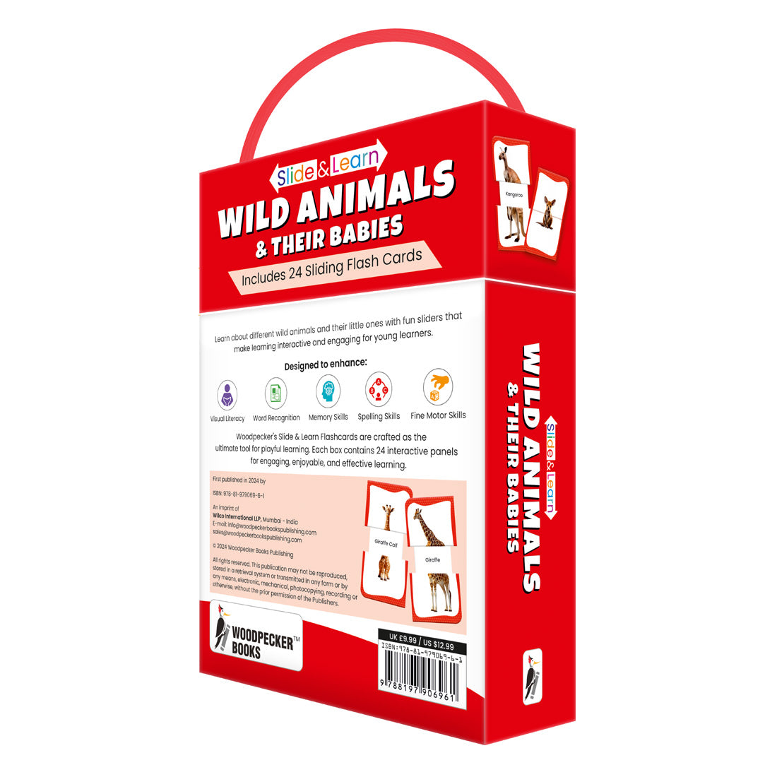 Woodpecker Books: Slide & Learn Flash cards - Wild Animals & Babies
