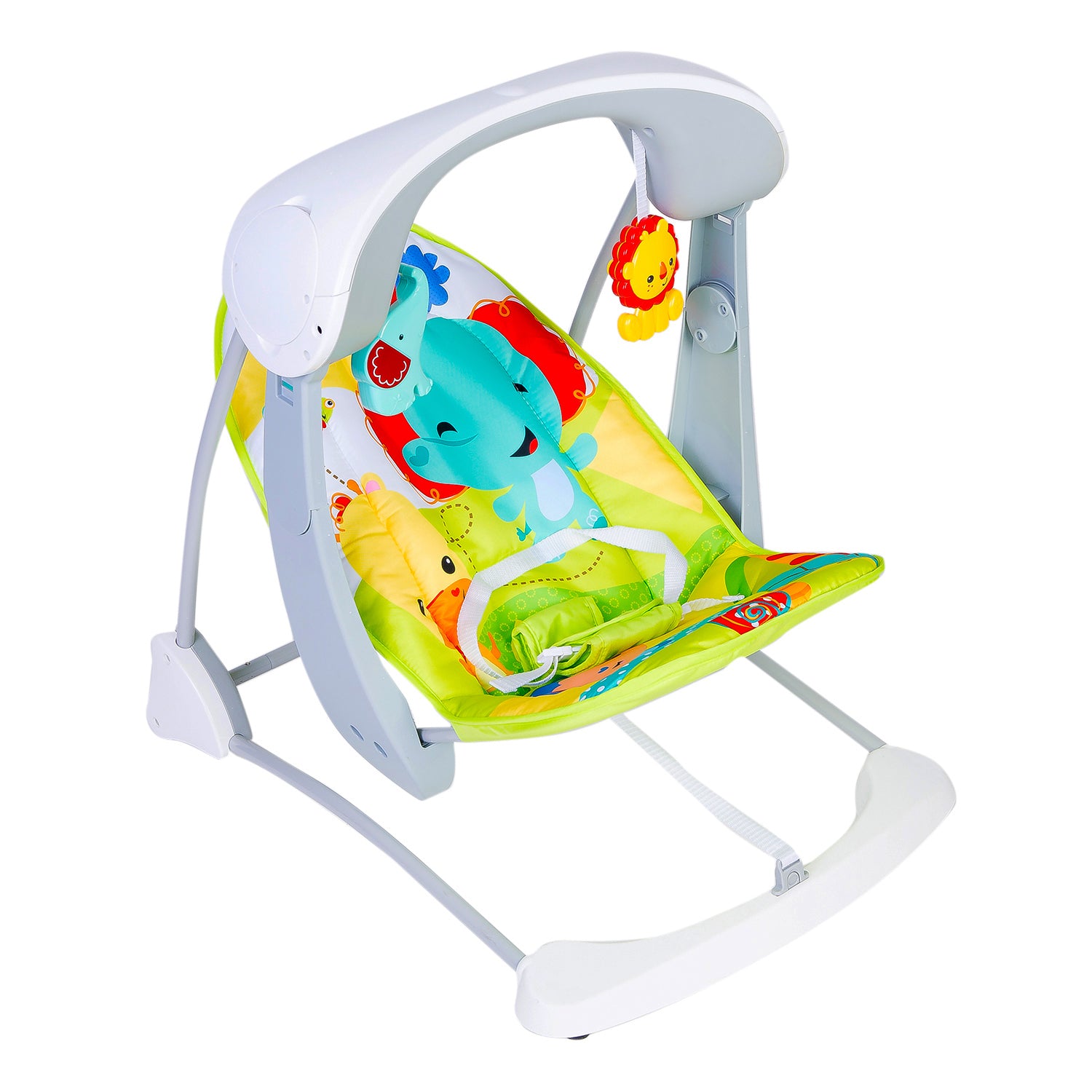 Baby Moo Bright Stars Foldable Musical Comfortable Swing Jungle Print Green