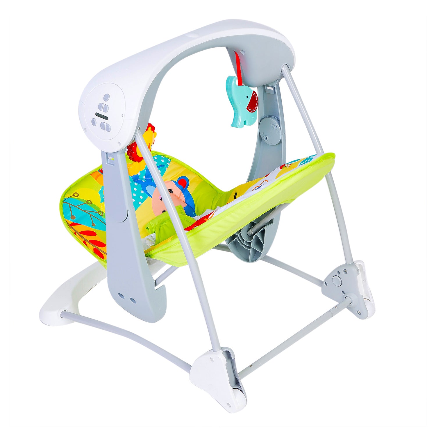 Baby Moo Bright Stars Foldable Musical Comfortable Swing Jungle Print Green