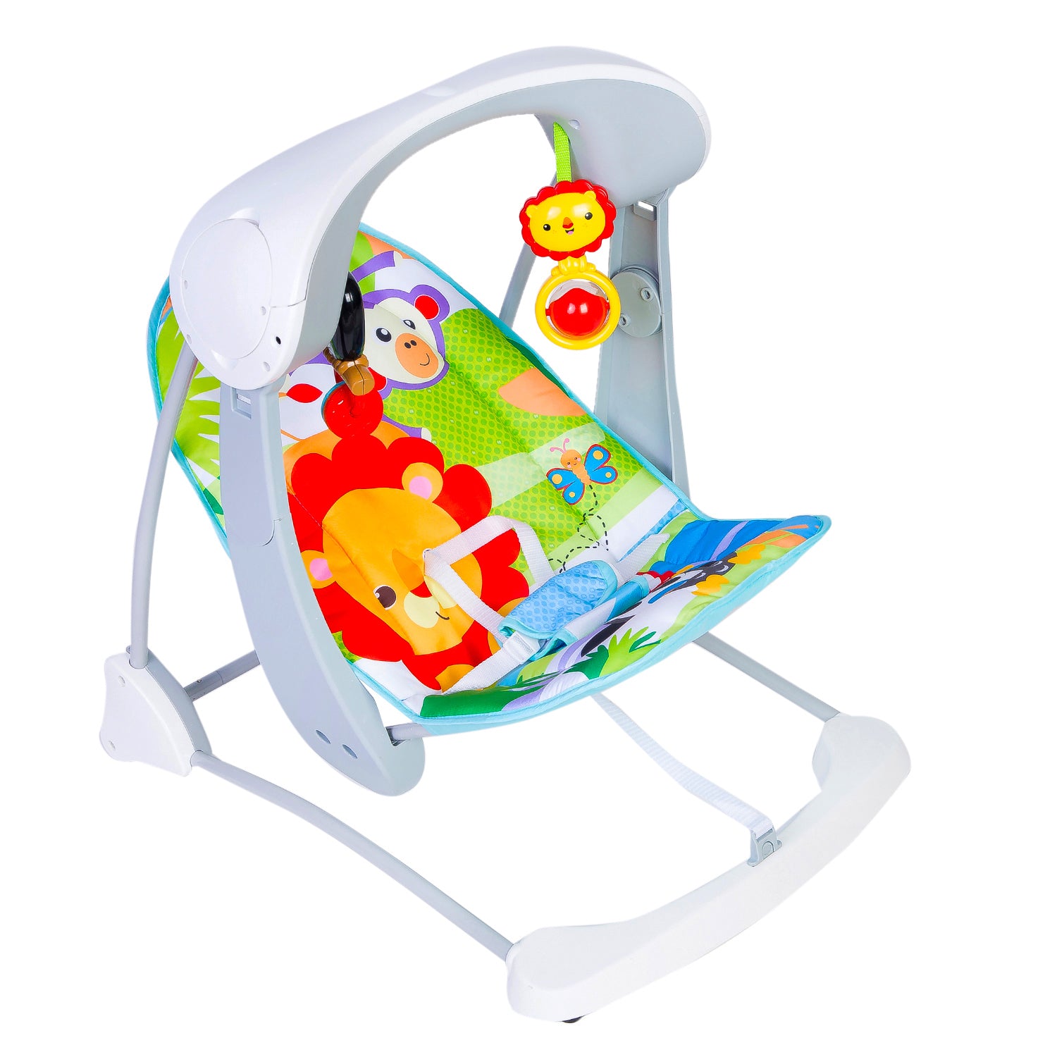 Baby Moo Bright Stars Foldable Musical Comfortable Swing Zoo Print Multicolor