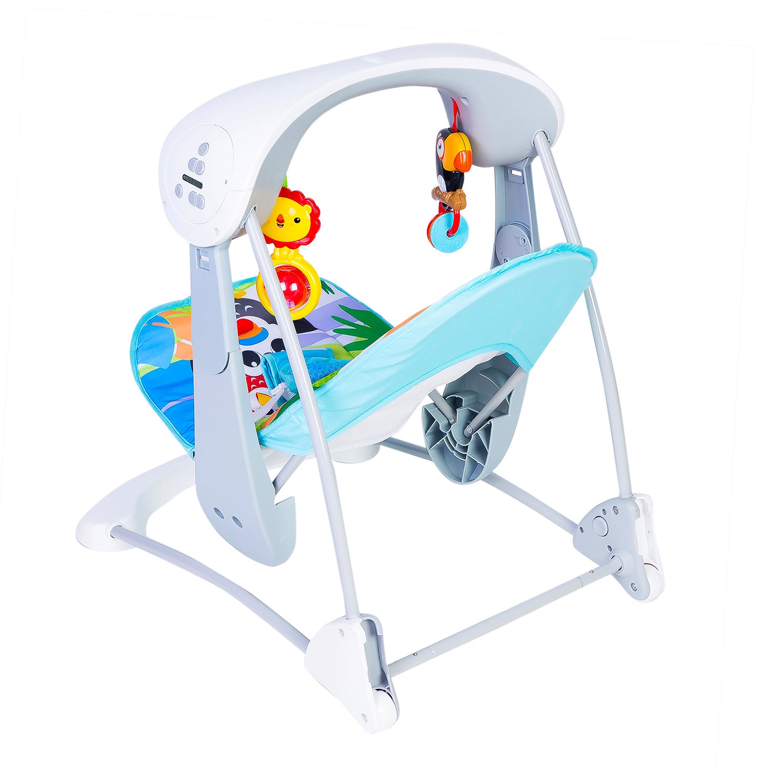 Baby Moo Bright Stars Foldable Musical Comfortable Swing Zoo Print Multicolor