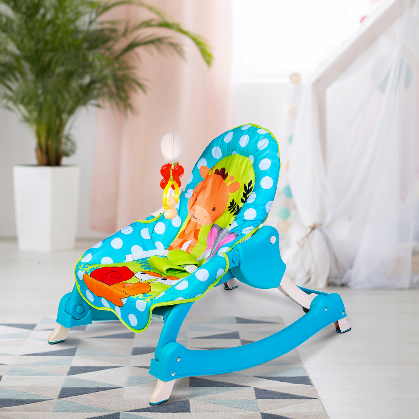 Baby Moo 3 Adjustable Level Backrest Musical Baby Rocking Chair Polka Dot