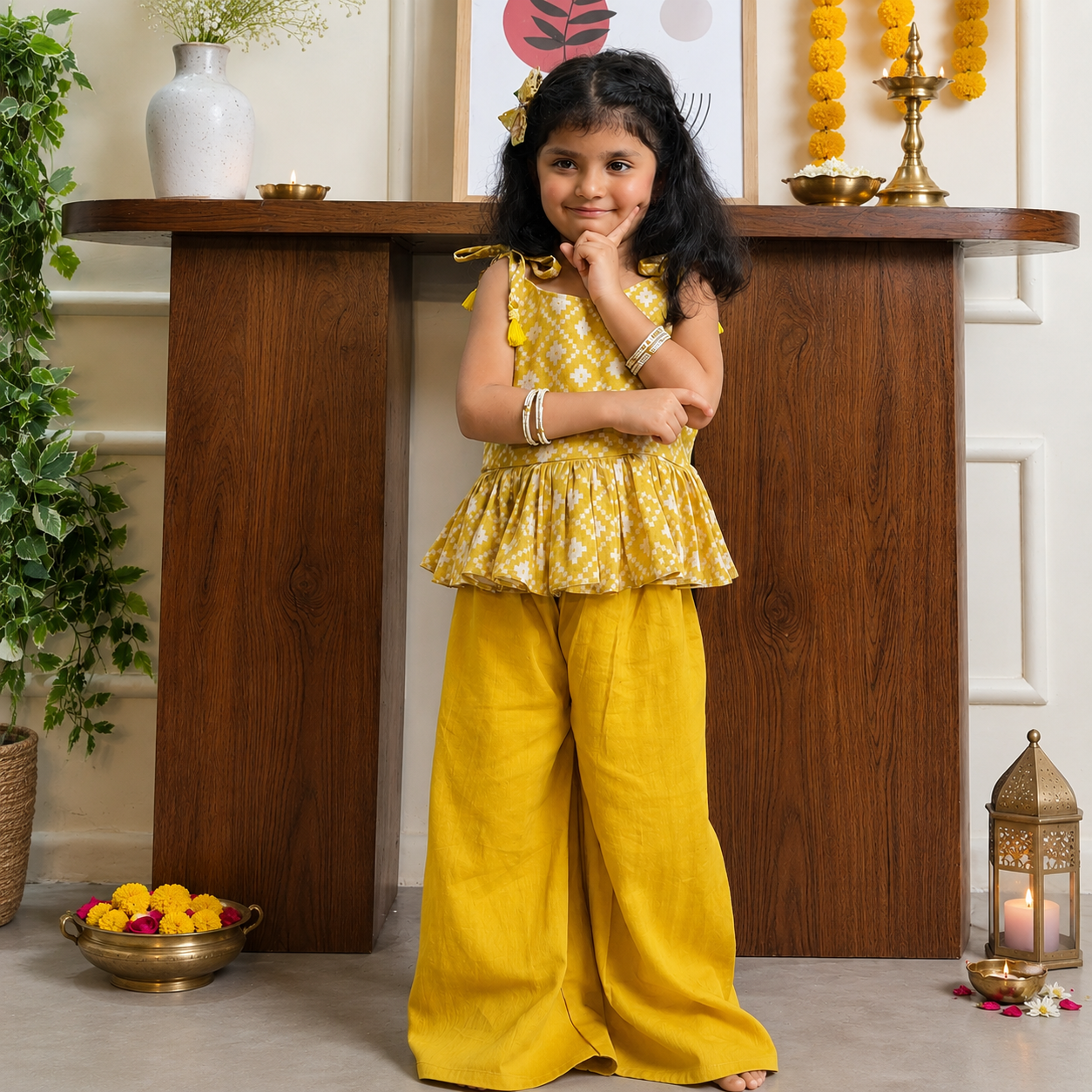 Girls Cotton Palazzo Set - Multiple Designs - Amber design