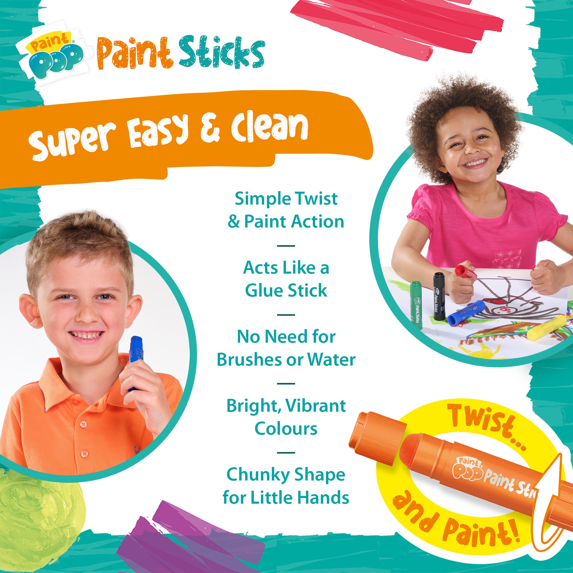 Paint Pop Classic 6 Pack Quick Dry Paint Sticks