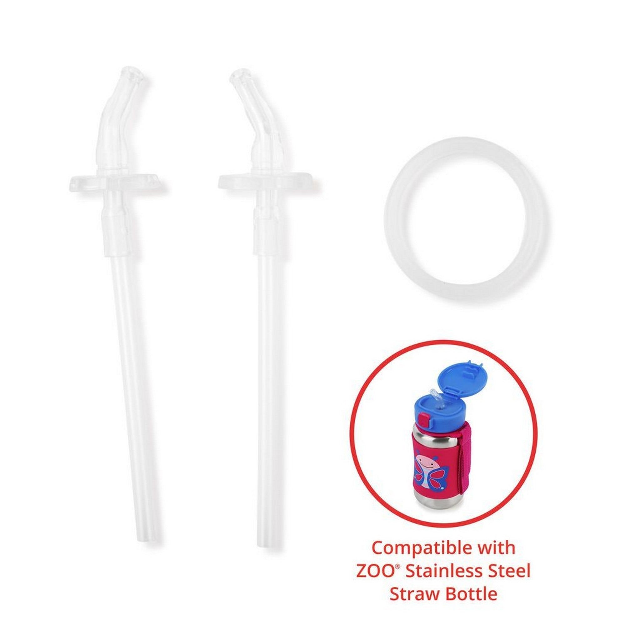 Skip Hop Zoo Ss Bottle Extra Straw Transparent