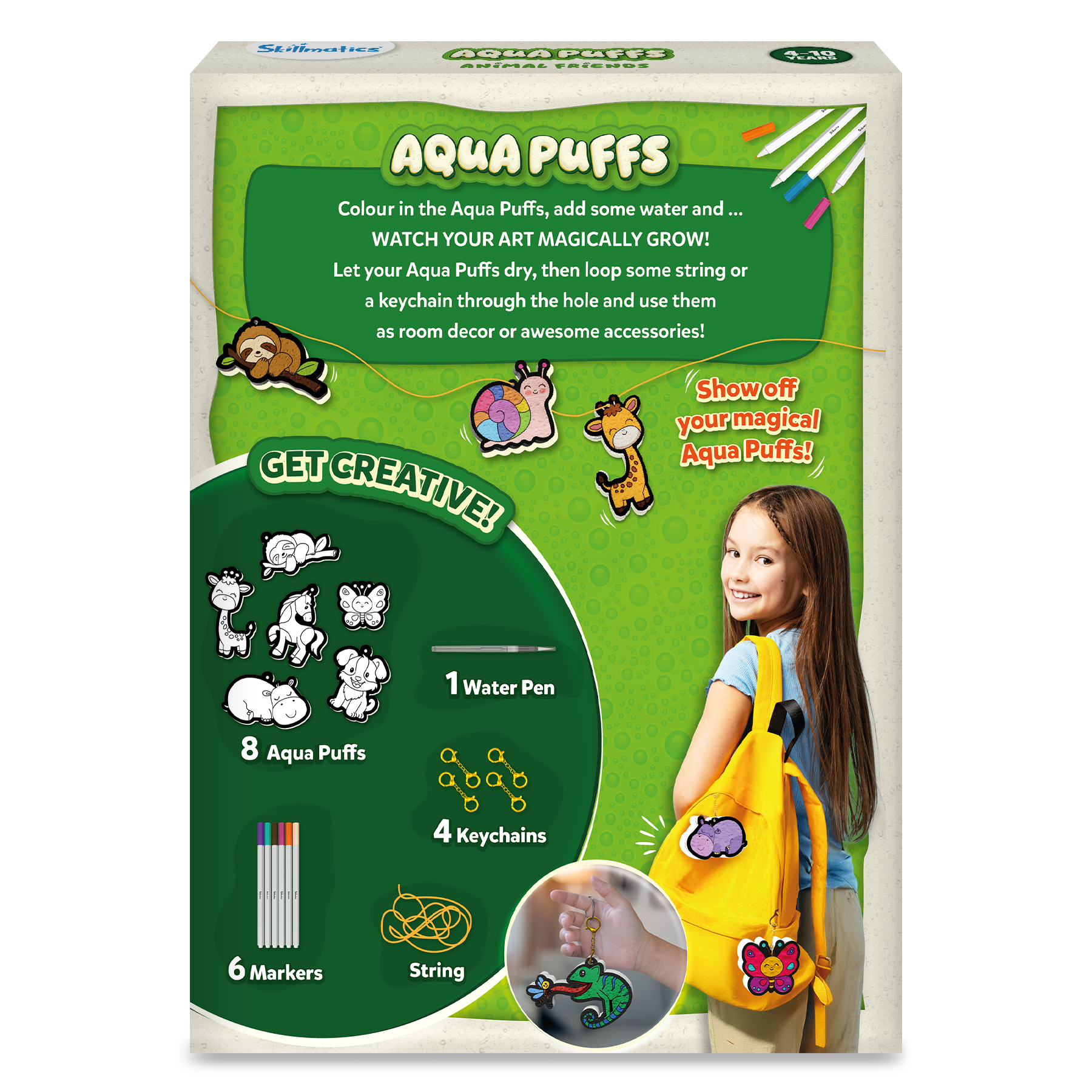 Skillmatics 3D Art Kit - Aqua Puffs, Animals, Mess-Free Fun, Magical Craft Activity, Travel Toys, DIY Decor, Creative Gifts for Girls & Boys Ages 4, 5, 6, 7, 8, 9, 10