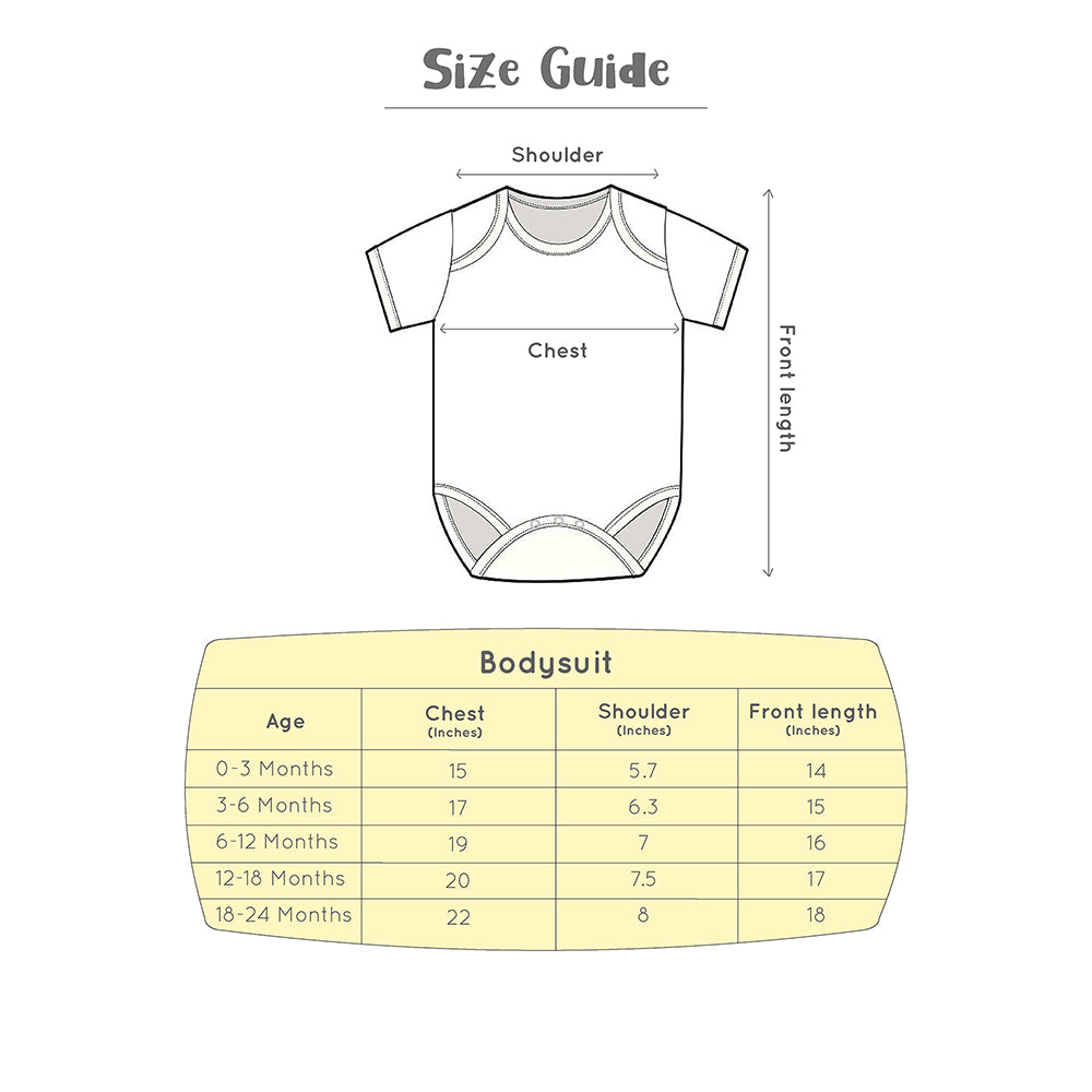 Greendigo 100% Organic Cotton Off White Printed Bodysuit For New Born Baby Boys And Baby Girls