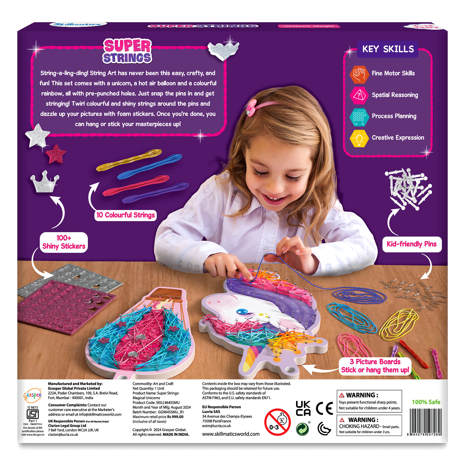 Skillmatics Art & Craft Activity - Super Strings Unicorn Magic, Mess-Free Art for Kids, Craft Kits & Supplies, DIY Creative Activity, Gifts for Girls & Boys Ages 6, 7, 8, 9, 10, 11, 12