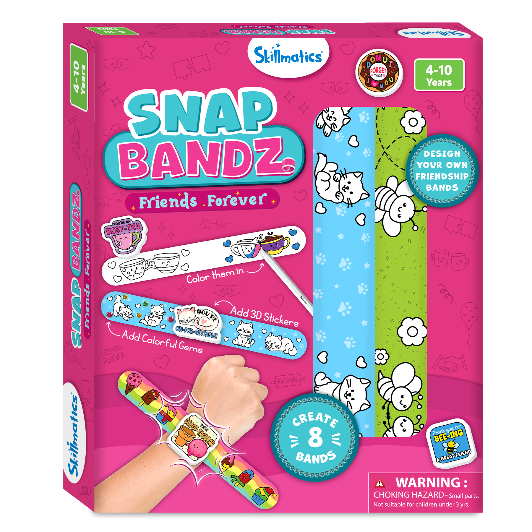 Skillmatics Craft Activity - Snap Bandz, Friendship Bands, DIY Art & Craft Activity, Mess-Free, Creative Kit, 8 Bands (8.6"), Gifts for Girls & Boys Ages 4, 5, 6, 7, 8, 9, 10