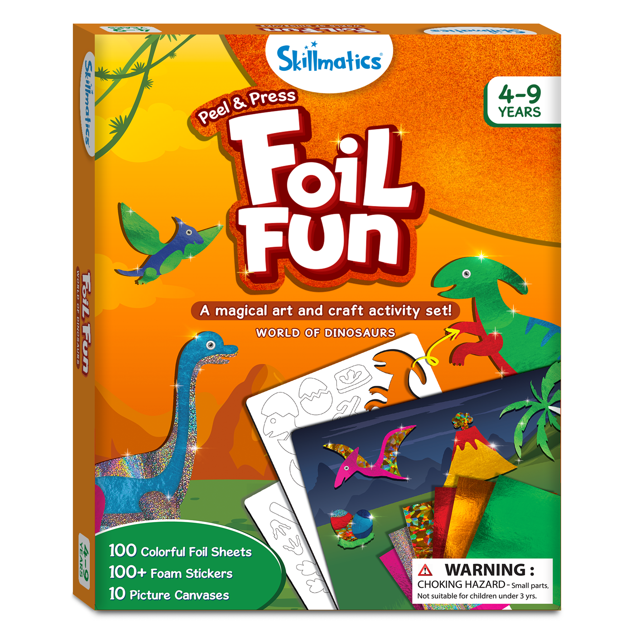 Skillmatics Art & Craft Activity - Foil Fun Dinosaurs, No Mess Art for Kids, Craft Kits & Supplies, DIY Creative Activity, Gifts for Boys & Girls Ages 4, 5, 6, 7, 8, 9, Travel Toys