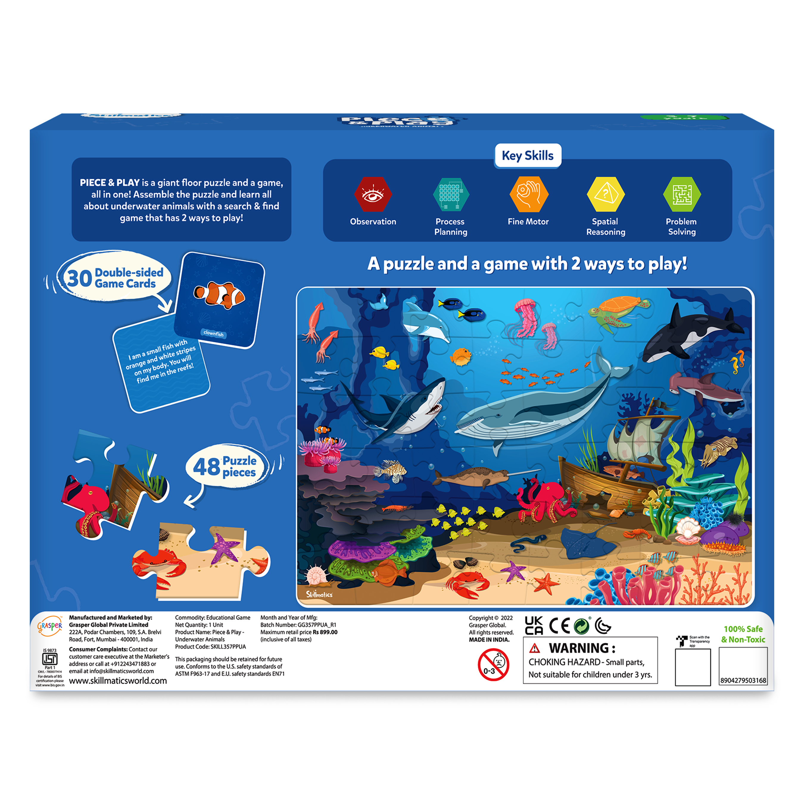 Piece & Play - Underwater Animals | Fun & Educational 48 Piece Jigsaw Puzzle