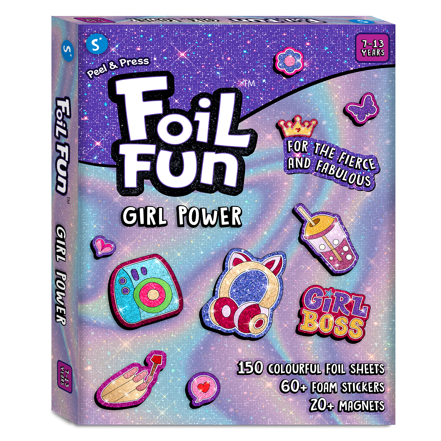Skillmatics Foil Fun - Girl Power, 20+ DIY Foil Art Magnets, Mess-Free Craft Kit, 60+ Foam Stickers, Creative Activity for Girls, Kids, Tweens, Teens (Ages 7-13), Gifts, Travel, Party Favour