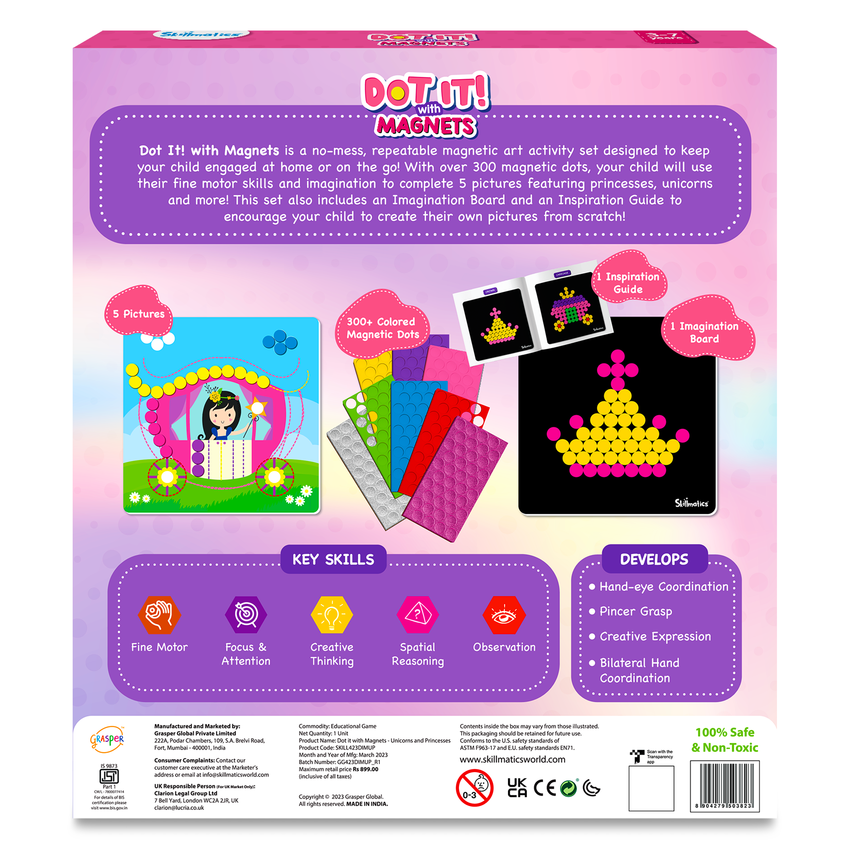 Skillmatics Art Activity Dot It with Magnets - Unicorns & Princesses, No Mess Repeatable Art for Kids, Craft Kits, DIY Activity, Gifts for Ages 4 to 7