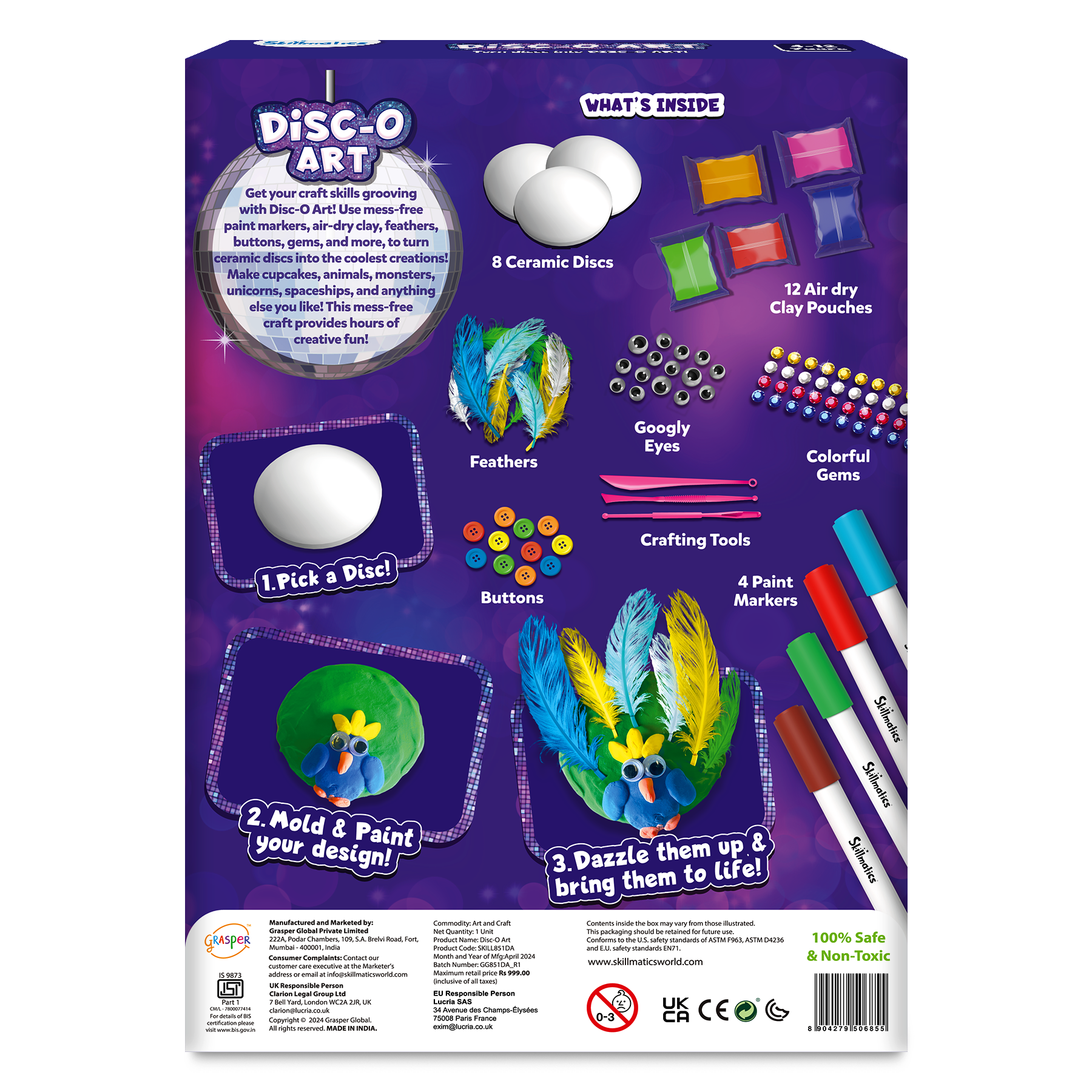 Skillmatics Art & Craft Activity - Disc-O Art, Mess-Free Art & Craft Activity for Girls & Boys, Craft Kits & Supplies, DIY Creative Activity, Gifts for Kids Ages 4, 5, 6, 7, 8, 9, 10, 11,12