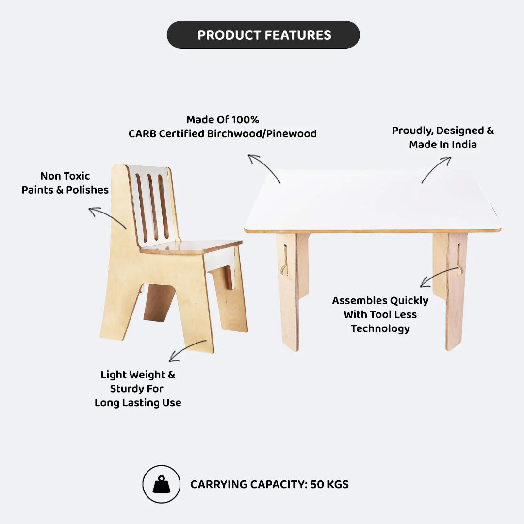 SWEN Wooden Straight Table And Chair AMBER & ASHER