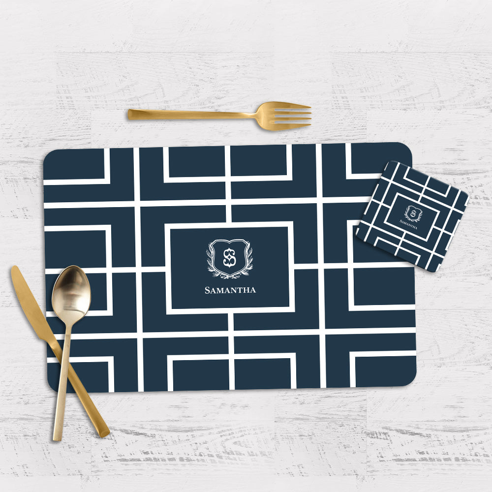 Nautical Grid Tableware Set