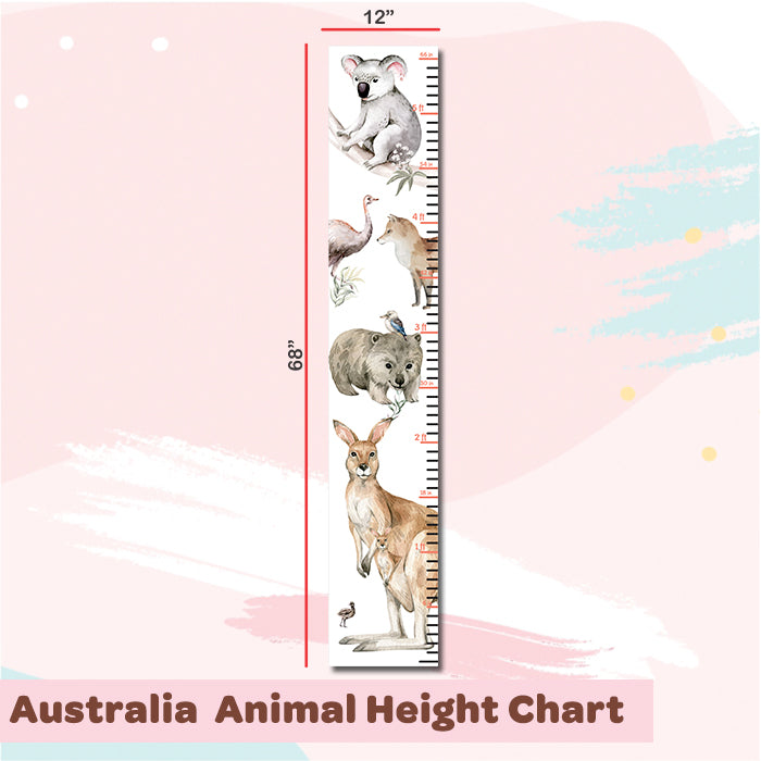 Australia Animal Height Chart Wall Sticker