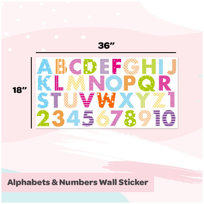 Alphabets And Numbers Mini Wall Art Sticker
