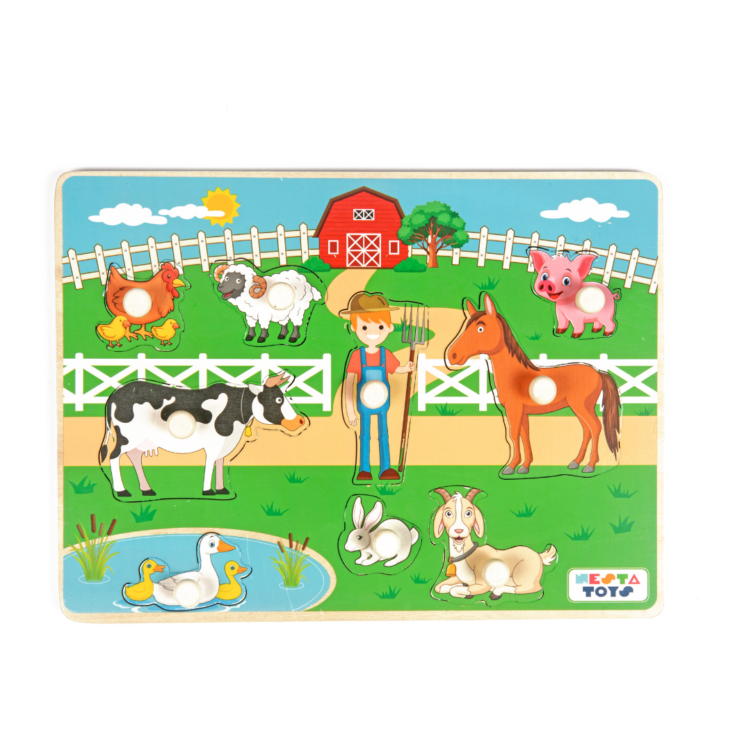 Wooden Farm Animal Knob Puzzle (8 Pcs)