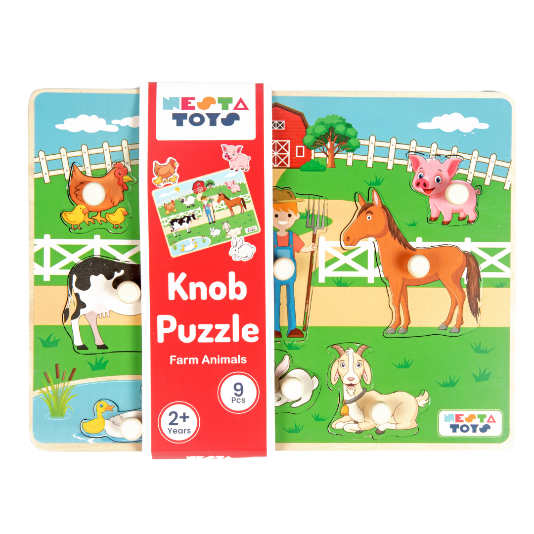 Wooden Farm Animal Knob Puzzle (8 Pcs)