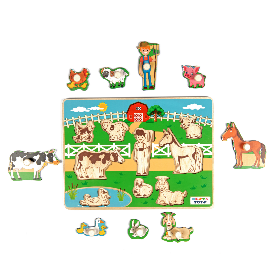 Wooden Farm Animal Knob Puzzle (8 Pcs)