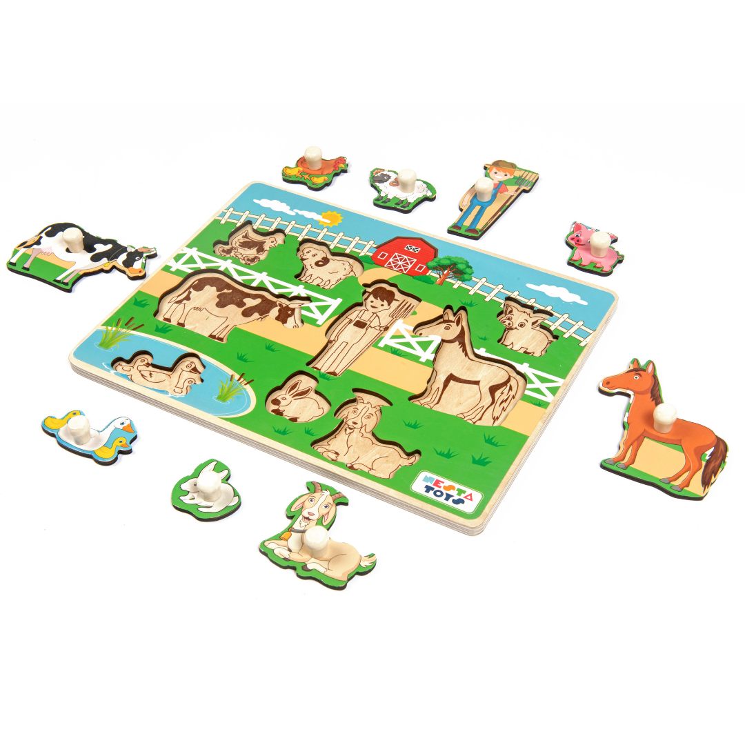 Wooden Farm Animal Knob Puzzle (8 Pcs)