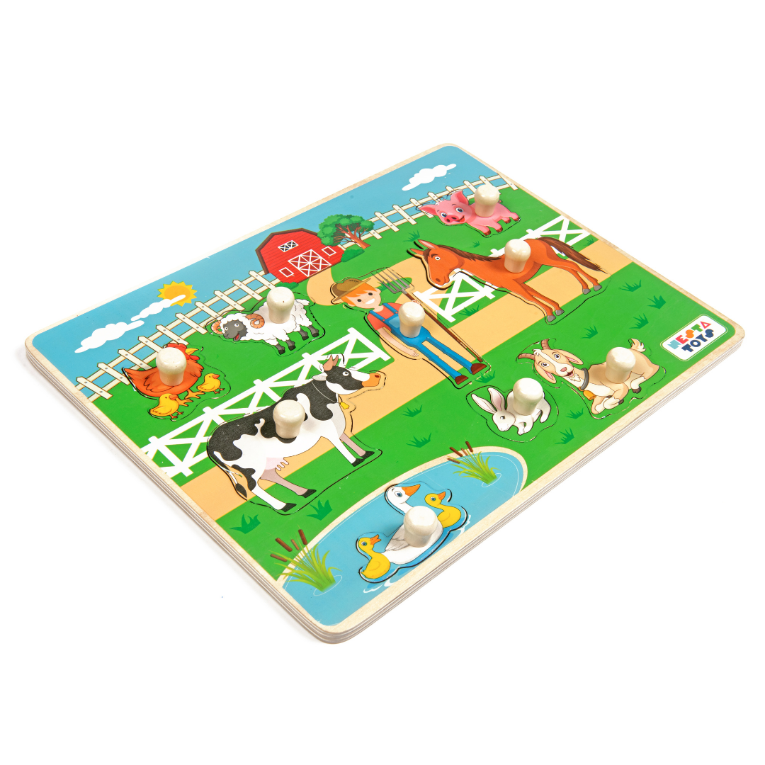 Wooden Farm Animal Knob Puzzle (8 Pcs)