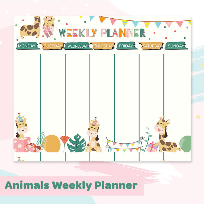 Kids Weekly Planner Animals Wall Sticker