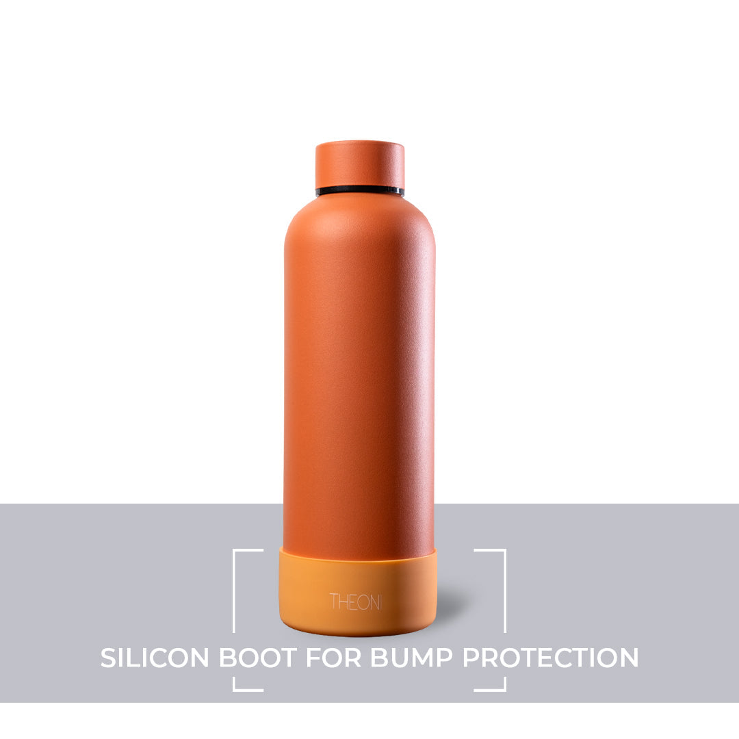 Theoni stainless Steel Double Walled Insulated Thermos Flask / Insulated Water Bottle| 24 Hours Hot & Cold |Leak Proof| Easy to Carry School And Travel Bottle - Zesty Orange   (500ml)