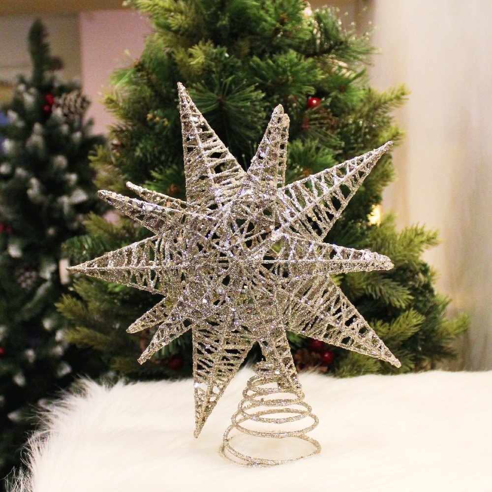 Asterisk Silver Star Christmas Tree Top