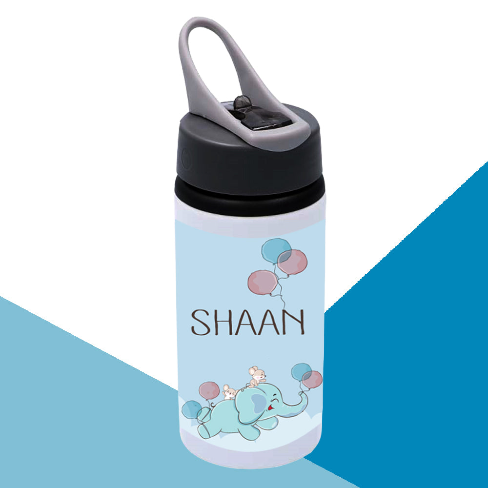 Personalised Sipper Bottle- Elephant -Blue