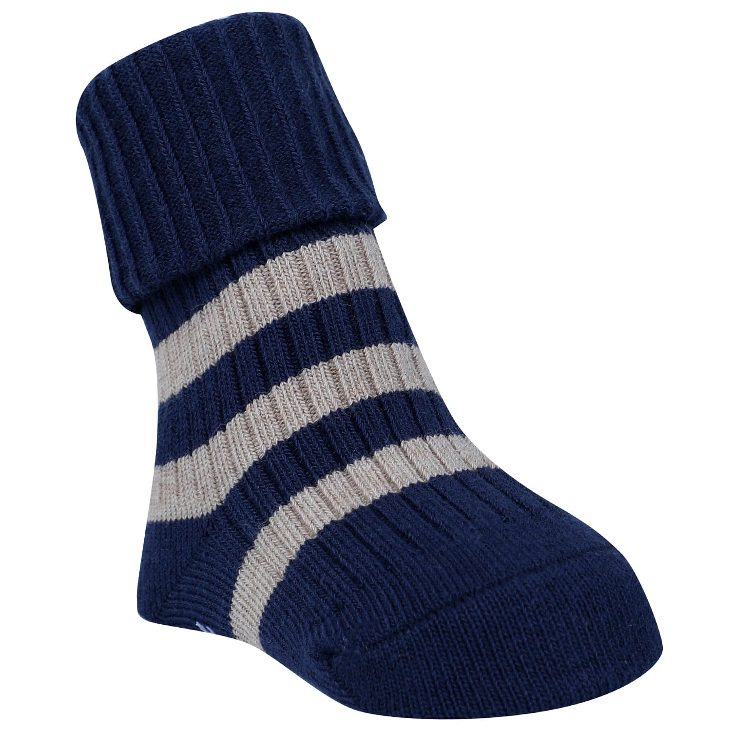 Baby Moo Striped Anti-Skid Socks Pack of 2 - Mustard, Blue