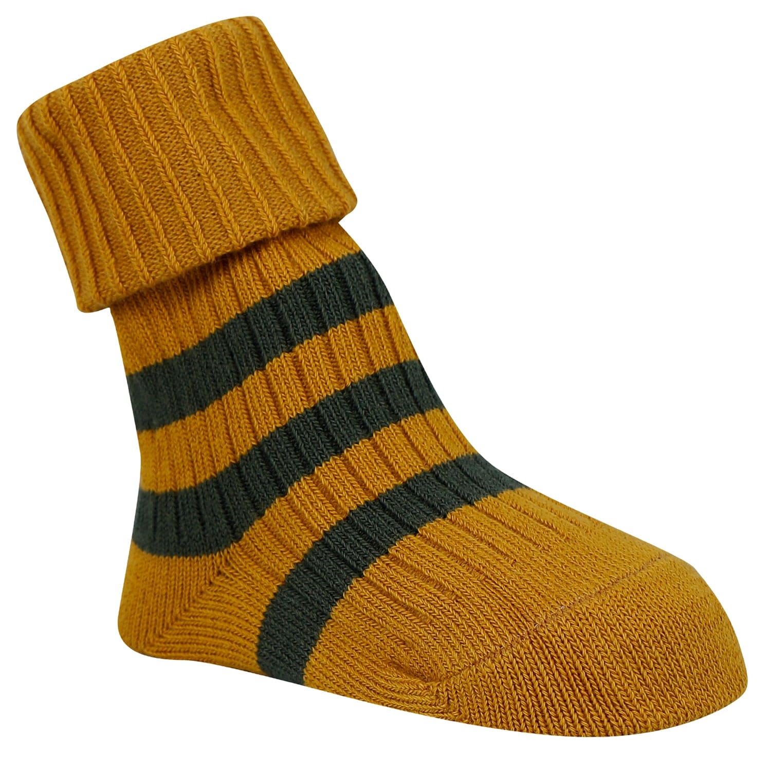 Baby Moo Striped Anti-Skid Socks Pack of 2 - Mustard, Blue