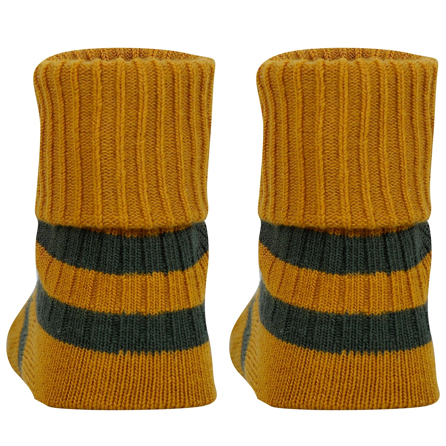 Baby Moo Striped Anti-Skid Socks Pack of 2 - Mustard, Blue