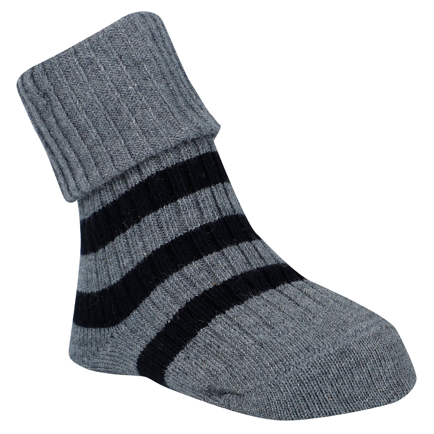 Baby Moo Striped Anti-Skid Socks Pack of 2 - Brown, Grey