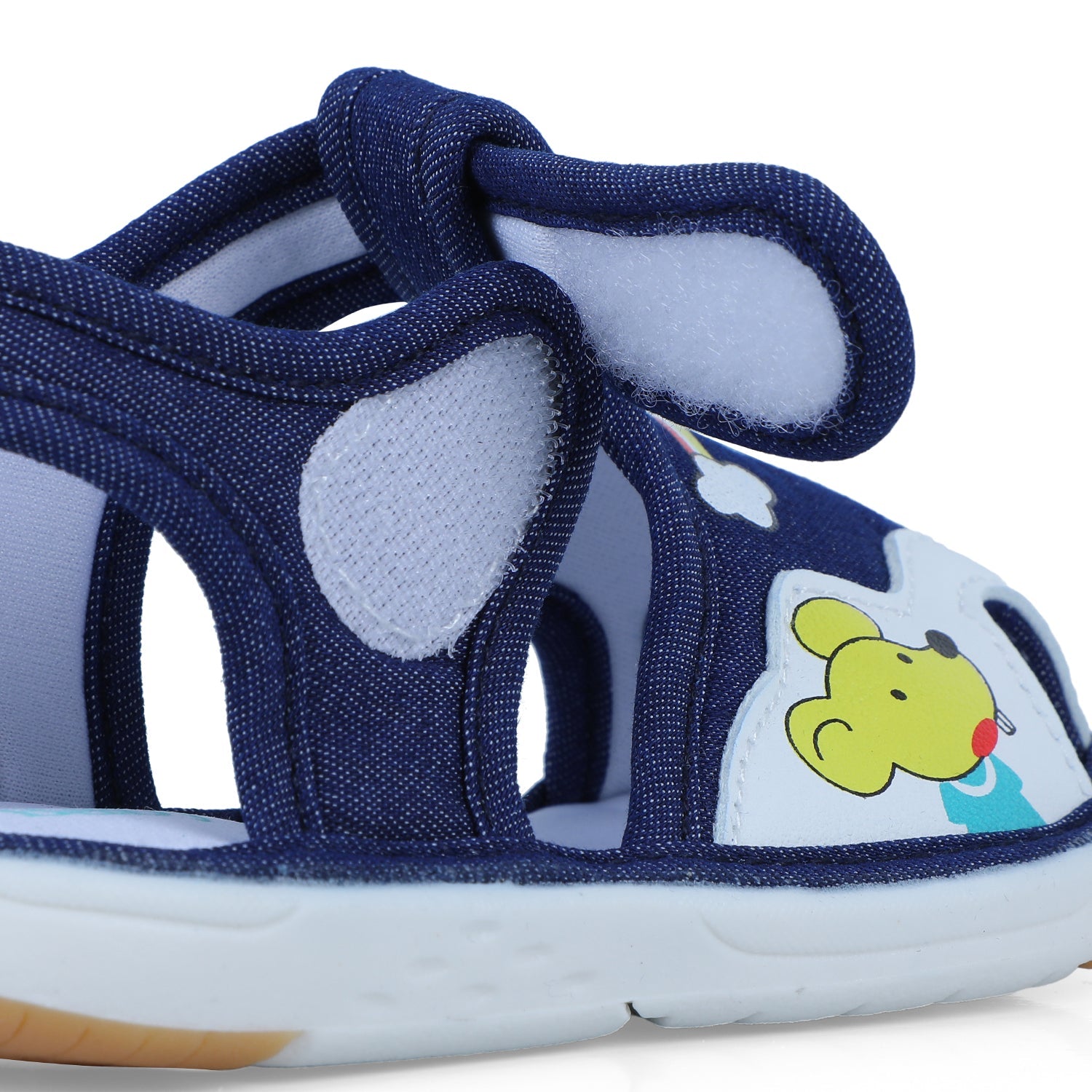 Baby Moo Rainbow Chu-Chu Sound Anti-Skid Breathable Denim Sandals - Navy Blue - Baby Moo