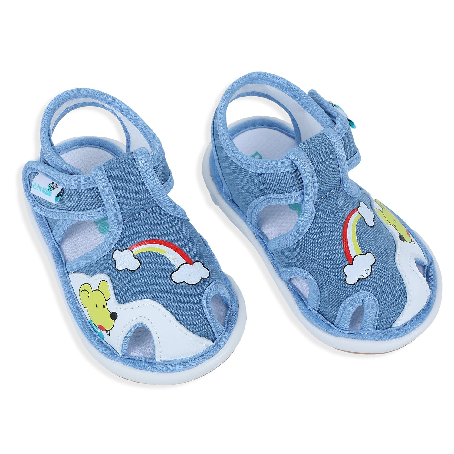 Baby Moo Rainbow Chu-Chu Sound Breathable Anti-Skid Sandals - Blue - Baby Moo