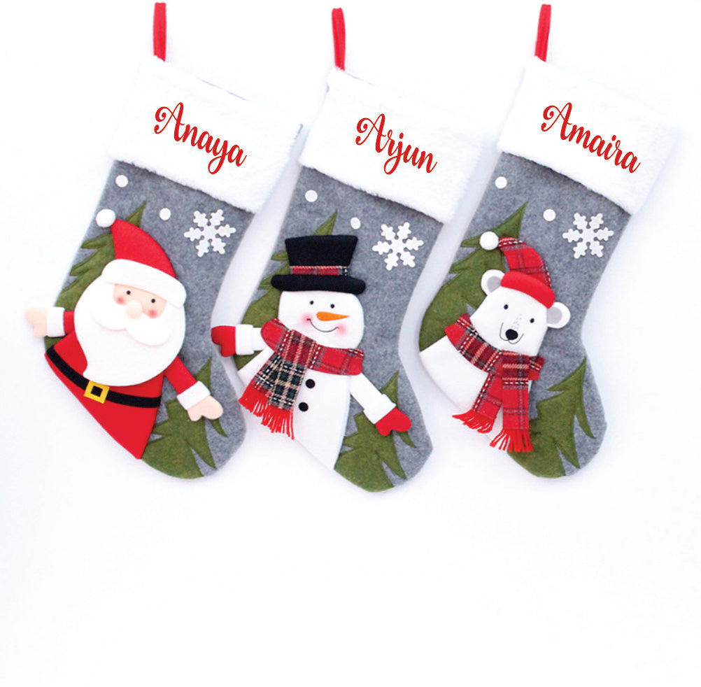 Babble Wrap Winter Wonderland Stockings- Happy Santa