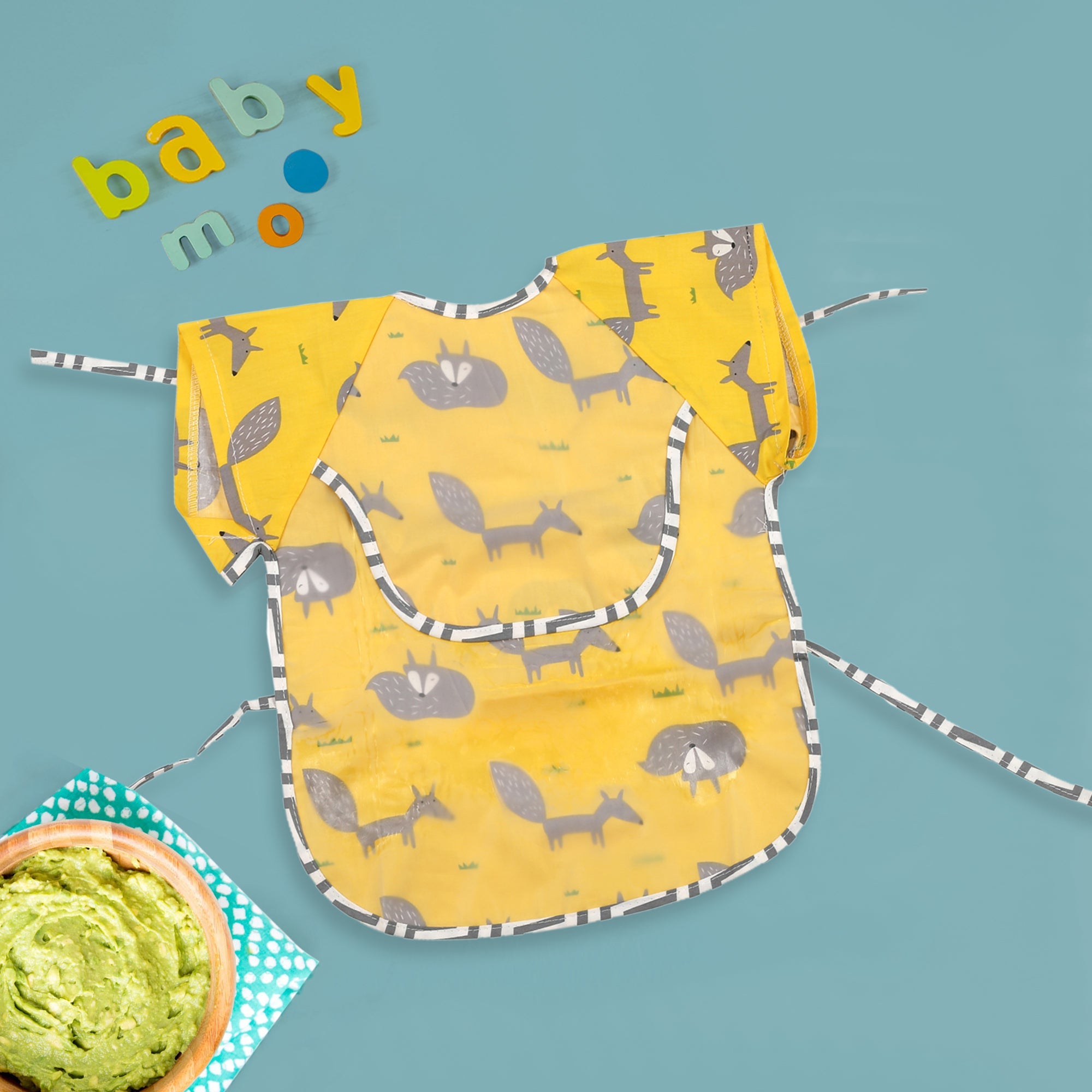 I Love Animals Yellow Wear Me Bib - Baby Moo