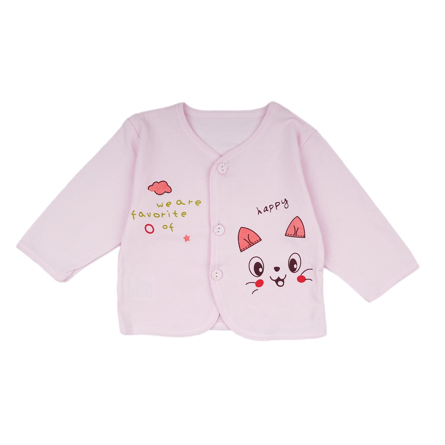 Baby Moo Happy Kitty Print Cap Bib Pyjamas 5 Pcs Clothing Gift Set - Pink