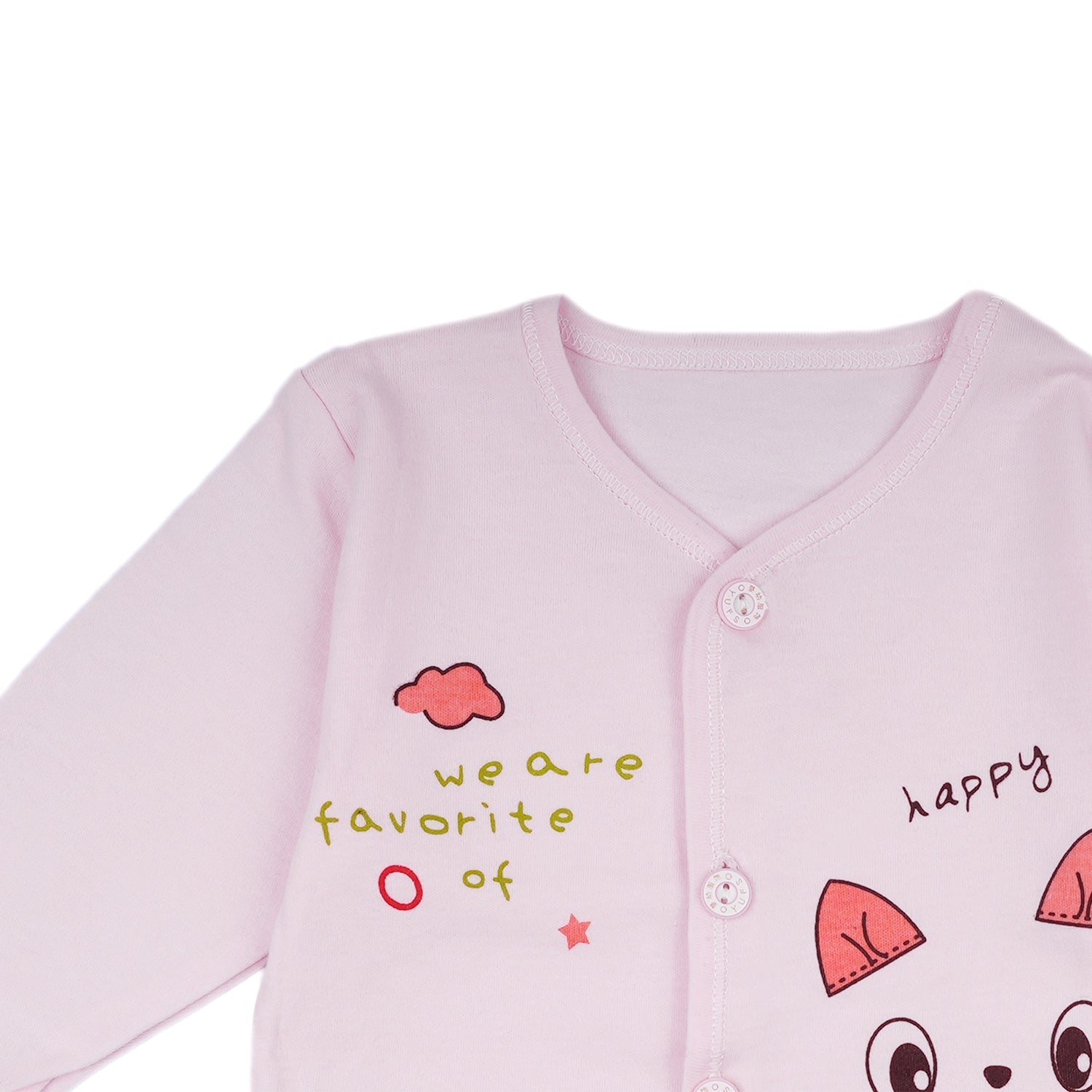 Baby Moo Happy Kitty Print Cap Bib Pyjamas 5 Pcs Clothing Gift Set - Pink