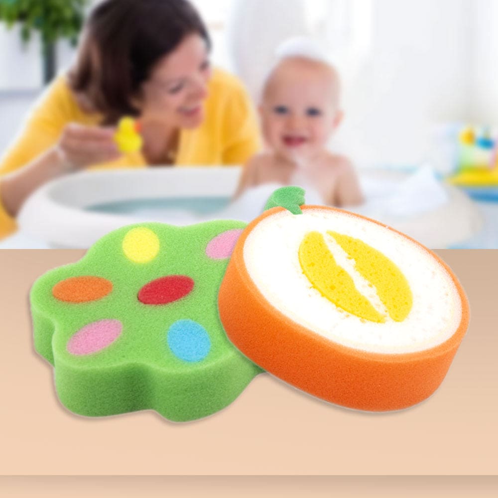 Baby Moo Sliced Custard Apple And Orange 2 Pk Bath Sponge - Multicolour