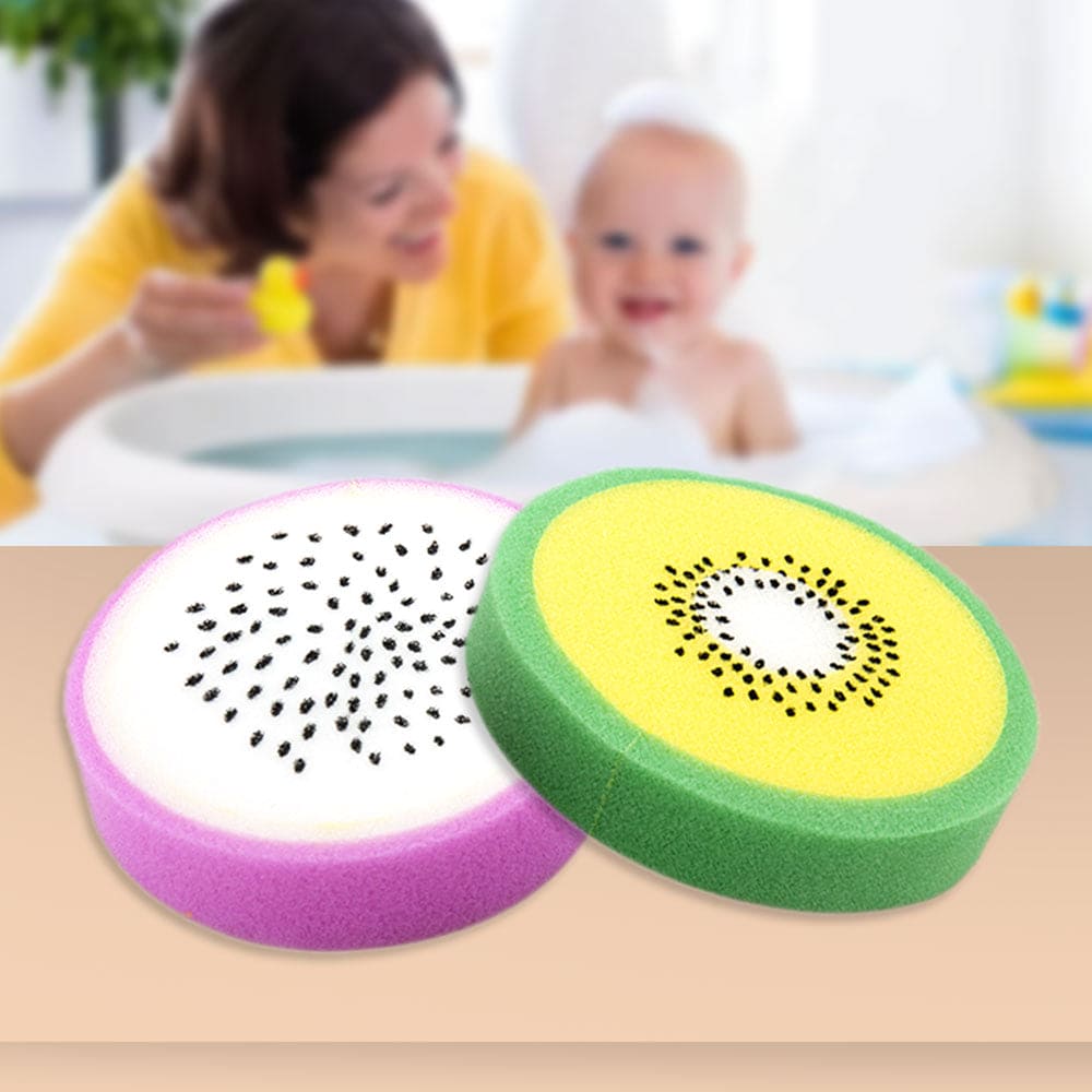 Baby Moo Sliced Dragon Fruit And Kiwi 2 Pk Bath Sponge - Multicolour