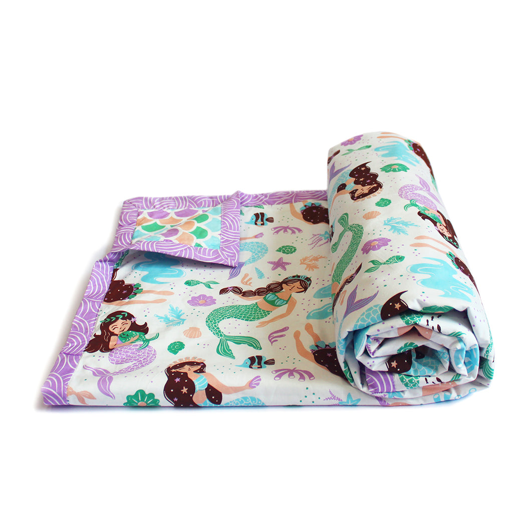Magical Mermaids 100% Cotton Reversible Single Blanket Dohar For Kids