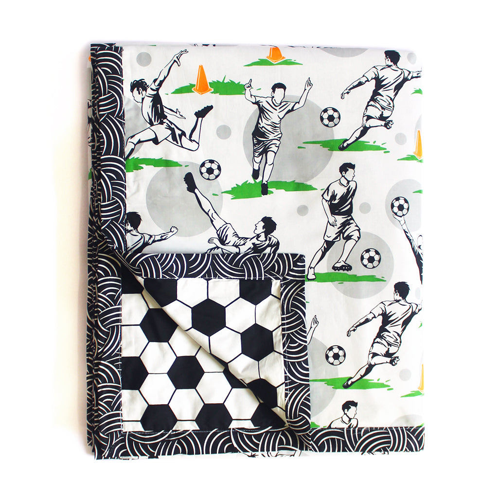 Football Fever 100% Cotton Reversible Single Blanket Dohar For Kids