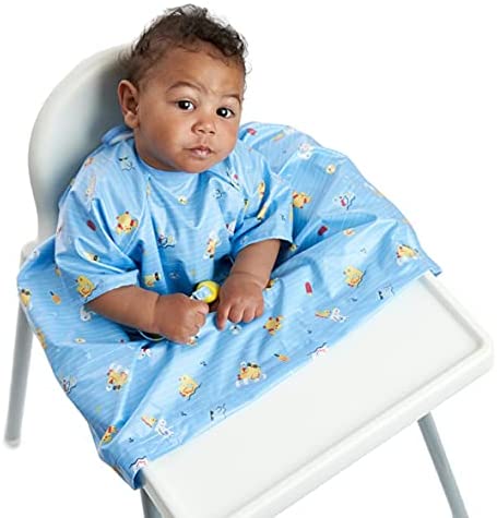 Bibado Short-sleeve Coverall Weaning Bib  Ducklings Pool Party Blue