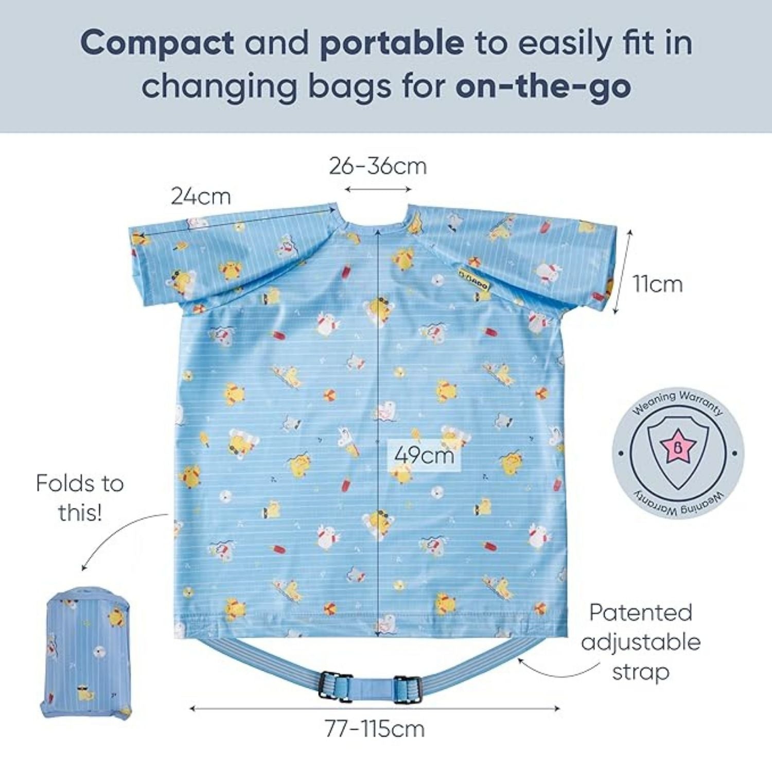 Bibado Short-sleeve Coverall Weaning Bib  Ducklings Pool Party Blue